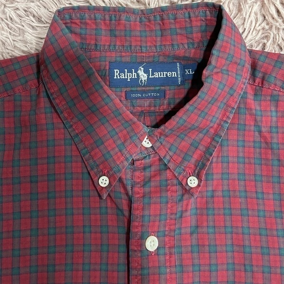 RALPH Lauren Polo Dark Burgundy Checkered Long Sleeve Button Shirt - Picture 4 of 8